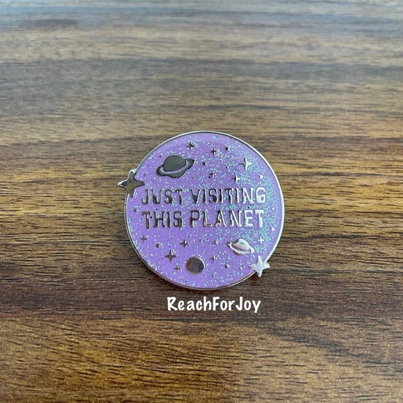Pin Just Visiting This Planet Alien Spaceship Stars Sparkle Outerspace Purple - Picture 1 of 4